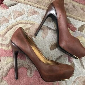 Devi Kroell / metallic Edgy Platform Square toe pumps